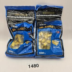 IN-SURE 4 PORT LOT OF 2 BAGS (200PCS) WIRE CONNECTOR PUSH IN YELLOW 30-1034P